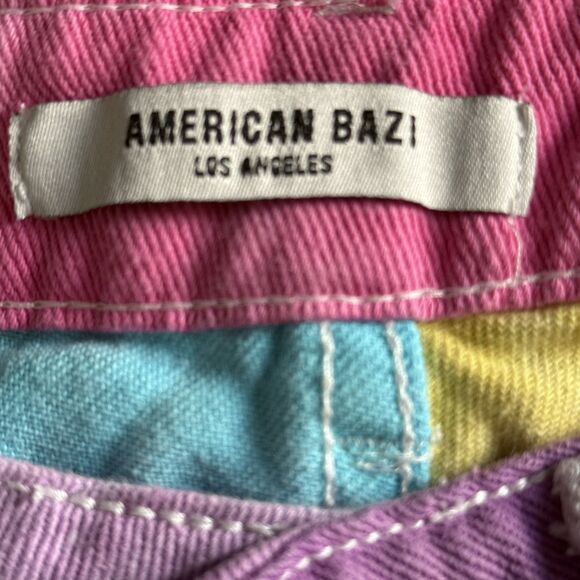 NWT AMERICAN BAZI Unicorn Jeans S Sliced Tie Dye Rainbow Pride JoJo stage club - Picture 12 of 16